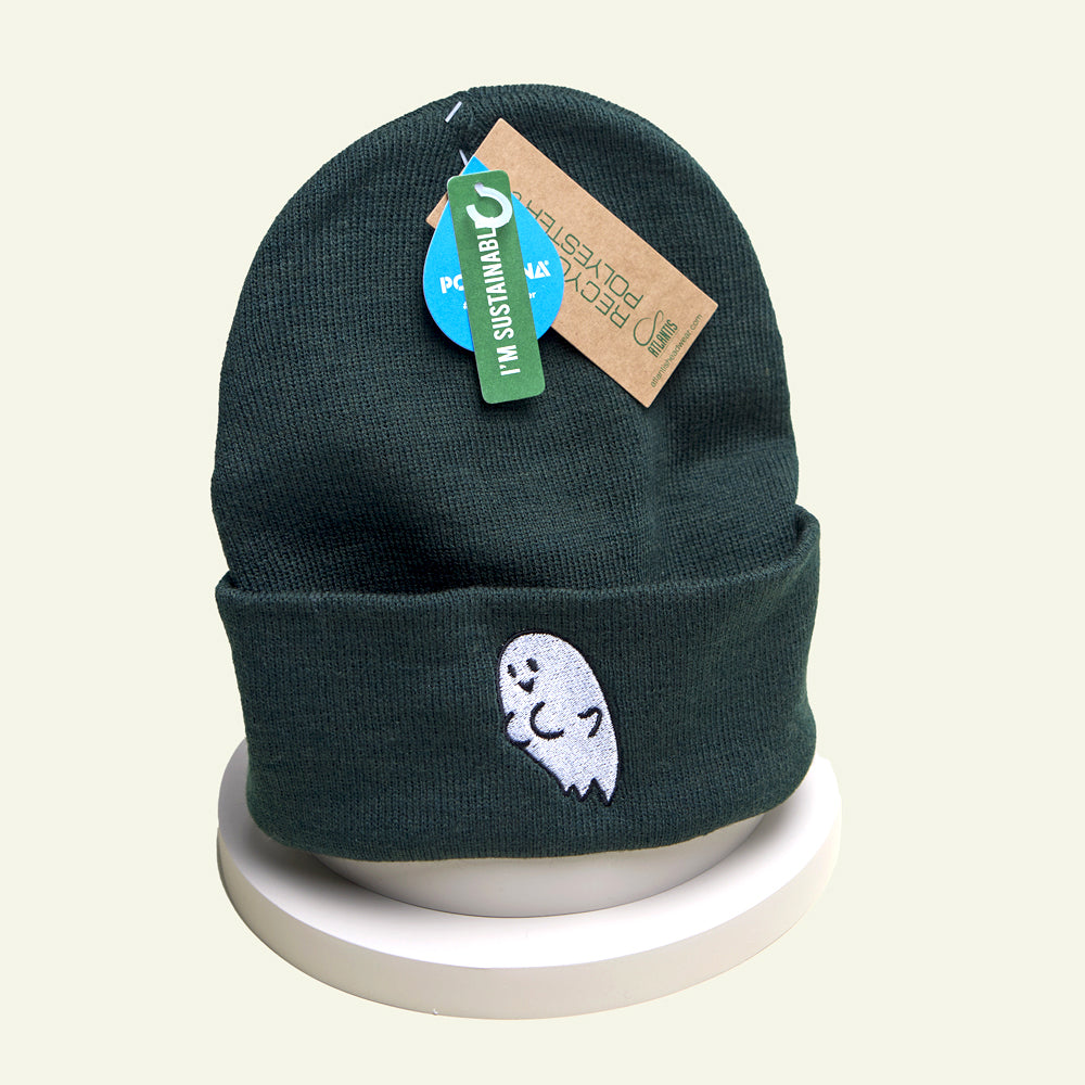 Ghost with a booty green beanie