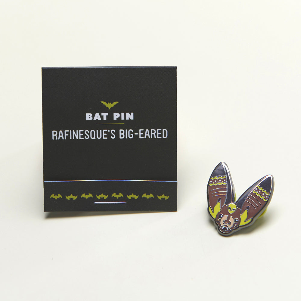 Rafinesque's big-eared bat enamel pin closed
