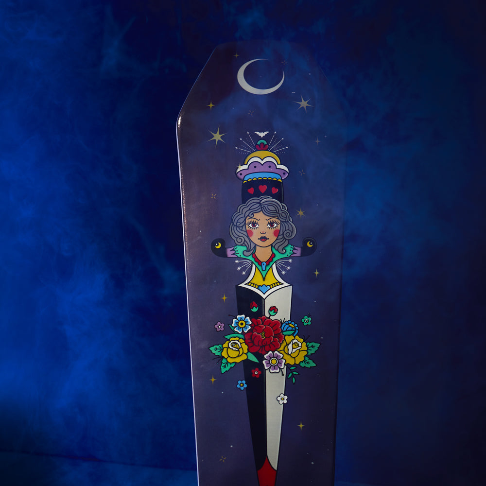 alt="Coffin skate deck lady dagger smoke"