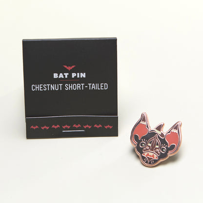 Chestnut short-tailed bat enamel pin close