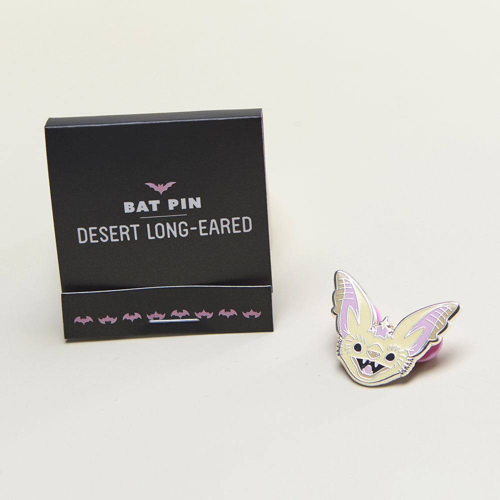Desert long-eared bat enamel pin close