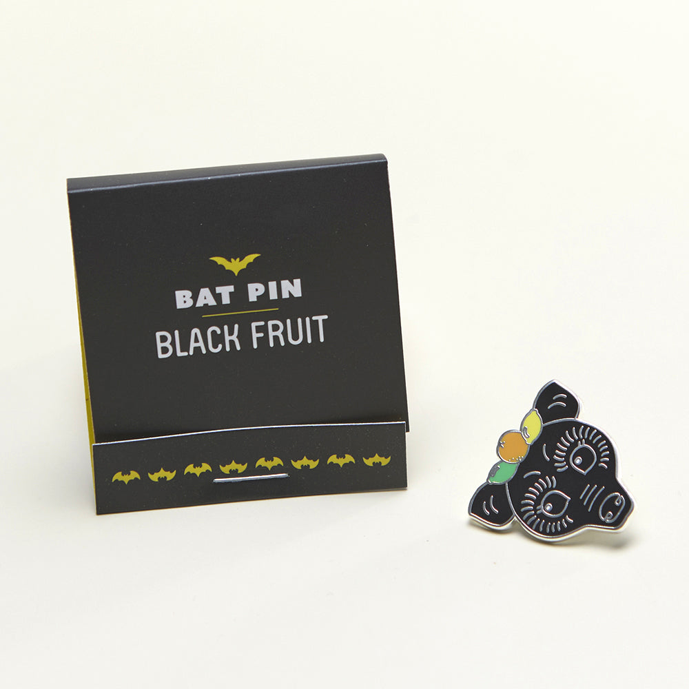 Black Fruit bat enamel pin closed