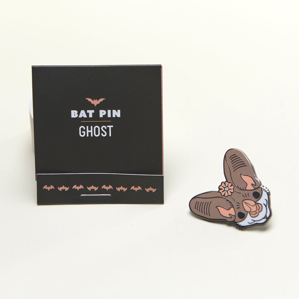 Ghost bat enamel pin close