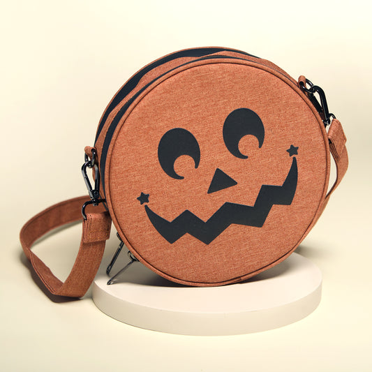 Orange circle jack-o-latern smell proof bag