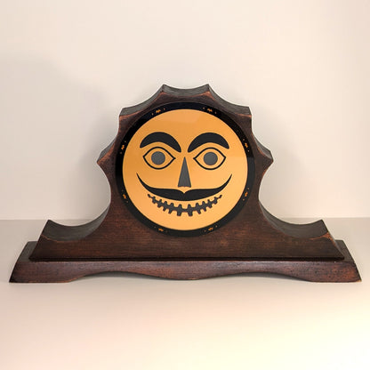 Vintage mantle clock, Halloween face with a mustache