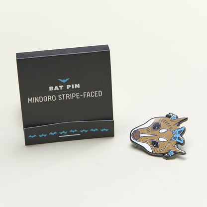 Mindoro stripe-face fruit bat enamel pin closed