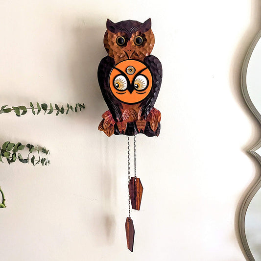 alt="Vintage Japanese Owl Clock with a new face"